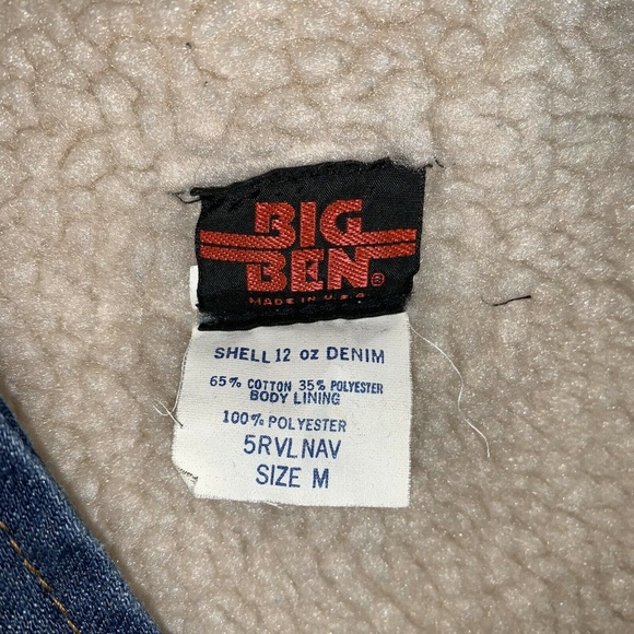 Vtg Big Ben Sherpa Lined Denim Vest Mens Medium - Picture 7 of 8